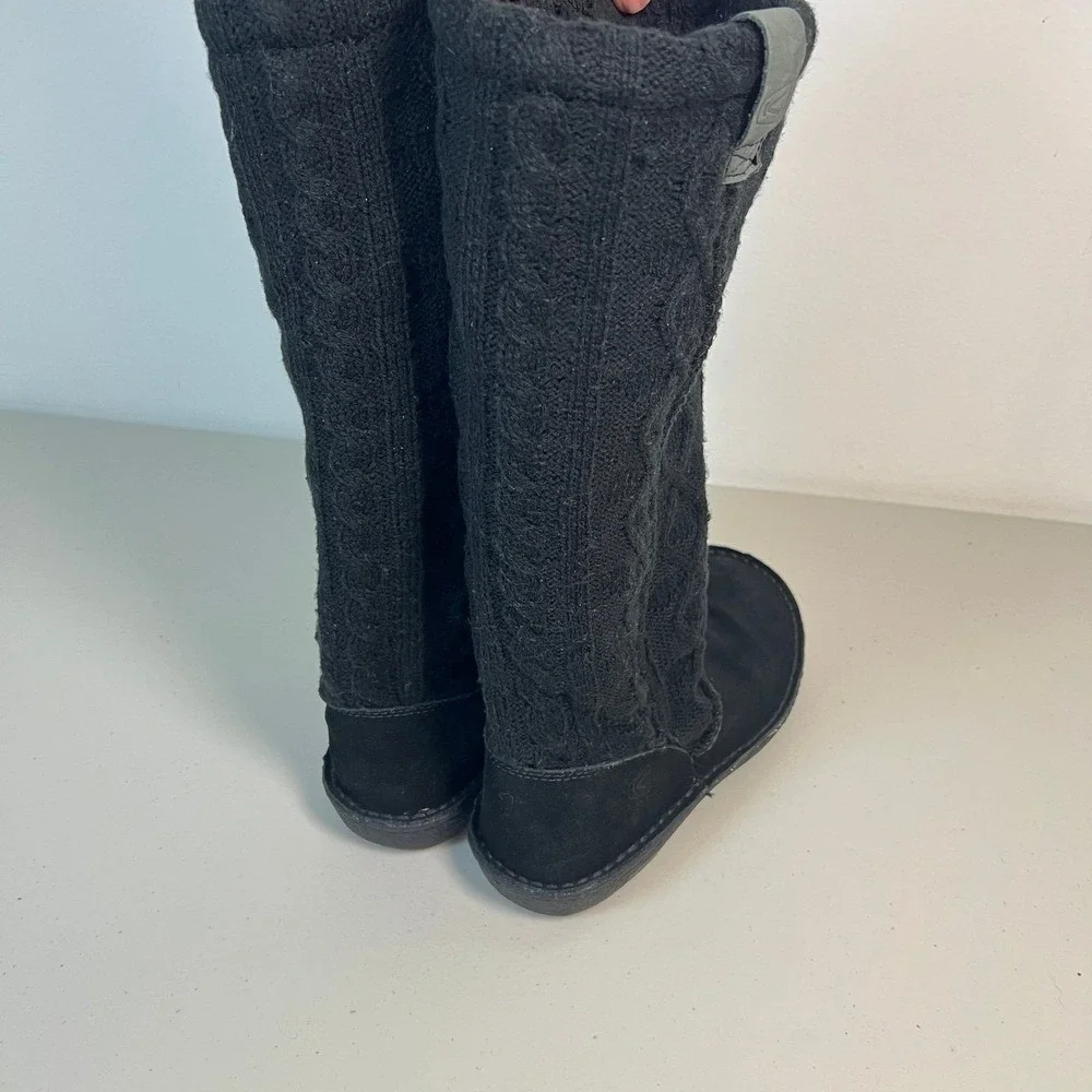 Keen Black Suede Cable Knit Tall Winter Boots Size 6 US 36 EU